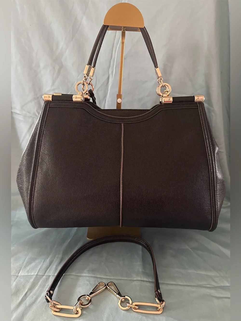 Coach 25245 Madison Caroline Women's Leather Satchel Handbag - Dark Brown